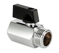 Mini válvula de bola de latón G1/2" IG x AG, DN15, mini válvula de paso, válvula de cierre, cromada, G1/2", interior (19,5 mm de diámetro) x exterior (20,3 mm de diámetro), accesorios de latón