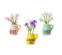 Mini Vase Magnets Ceramic Flower 3D Cute Home Decor, Tiny Vase Magnets for Fridge Kitchen Cabinet Whiteboard Locker Office Classroom Apartment Farmhouse Mom Grandma, Decorative Magnetic Vases