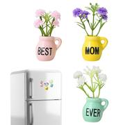 Mini Vase Magnets Ceramic Flower 3D Cute Home Decor, Tiny Vase Magnets for Fridge Kitchen Cabinet Whiteboard Locker Office Classroom Apartment Farmhouse Mom Grandma, Decorative Magnetic Vases
