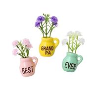 Mini Vase Magnets Ceramic Flower 3D Cute Home Decor, Tiny Vase Magnets for Fridge Kitchen Cabinet Whiteboard Locker Office Classroom Apartment Farmhouse Mom Grandma, Decorative Magnetic Vases