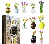Mini Vase Magnets, Ceramic Glass Tiny Flower Pot Set 1.18in, Cute Fridge Magnets for Home Office School Classroom Whiteboard Locker Cabinet Farmhouse Decor Use, Decorative Magnetic Vase Set