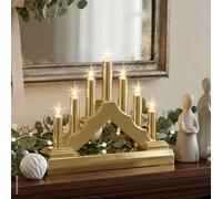 Mini vela arco con 7 LED 15,5 x 13 cm, plástico Oro Brillante, operativos batería