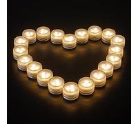 Mini velas de té LED sumergibles impermeables pequeñas de color blanco cálido con pilas para bodas, piscinas, jarrones y decoración festiva (mando a distancia no incluido)