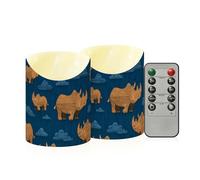 Mini velas LED decorativas falsas con temporizador de 2/4/6/8 horas, estilo moderno, velas de madera con rinoceronte Blu Ray para dormitorio