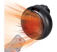 Mini Ventilador Calentador Enchufe, Calefactor de Enchufe con Mando a Distancia, 400W Enchufes Calentador, Portátil PTC Cerámica Enchufe Calentador, Calefactor Electrico Apto Baños (Negro)