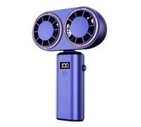 Mini ventilador de enfriamiento - Compacto, potente, USB recargable | Ventilador portátil de doble cabeza con exhibición para acampar, viajes, senderismo, gimnasio, escuela, festival, oficina, hogar,