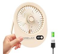 Mini ventilador de escritorio USB recargable, ultra silencioso, plegable de 180°, 6 velocidades, ventilador de escritorio con pantalla LED, rejilla segura para niños, pequeño ventilador de mesa