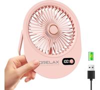 Mini ventilador de escritorio USB recargable, ultra silencioso, plegable de 180°, 6 velocidades, ventilador de escritorio con pantalla LED, rejilla segura para niños, pequeño ventilador de mesa