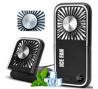 Mini Ventilador De Mano, Velocidad Del Viento En La Quinta Marcha, Ventilador Plegable Refrigerado Por Hielo Con Su Propio Banco De EnergíA De Cable USB, Adecuado Para Viajes De Oficina Y Camping