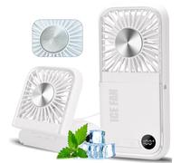 Mini Ventilador De Mano, Velocidad Del Viento En La Quinta Marcha, Ventilador Plegable Refrigerado Por Hielo Con Su Propio Banco De EnergíA De Cable USB, Adecuado Para Viajes De Oficina Y Camping