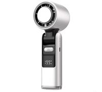 Mini ventilador de refrigeración de mano con pantalla digital, batería de 4000 mAh, carga USB-C, ventilador de 199 ajustes de viento para cama, escritorio, tienda de campaña, viajes (blanco)