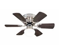 Mini Ventilador de Techo con Luz Petite Níquel Enfriador 76CM