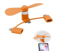 Mini Ventilador de Teléfono, 3 En 1 Tipo C Micro USB Mini Fan Cooler Para Teléfonos Portable Para Ventiladores De Refrigeración De Teléfonos Móviles A-ndroid y más (Conector iOS/USB Tipo C/Micro)