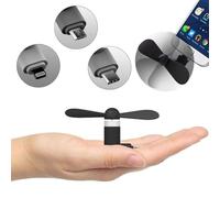 Mini Ventilador de Teléfono, 3 En 1 Tipo C Micro USB Mini Fan Cooler Para Teléfonos Portable Para Ventiladores De Refrigeración De Teléfonos Móviles A-ndroid y más (Conector iOS/USB Tipo C/Micro)