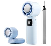 Mini ventilador plegable, turbo portátil de mano mejorado 2025 con refrigeración por hielo, 199 velocidades, 24 horas de enfriamiento, recargable for viajes al aire libre y camping (gris)(Blue)