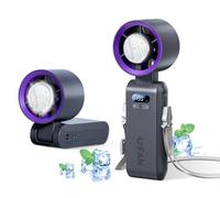 Mini ventilador portátil, ventilador plegable con pantalla LED, función de refrigeración, 1-199 velocidades de viento, 5500 mAh, Turbo ventilador de cuello para el aire libre, camping, conciertos