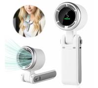 Mini ventilador turbo portátil de mano, ventilador de cuello de viaje recargable por USB con 5 velocidades, batería de 3600 mAh y velocidad de 15000 rpm, hasta 12 horas de trabajo, ventilador de