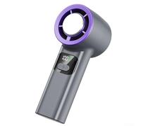 Mini ventilador turbo recargable de 4000 mAh con pantalla digital y 100 velocidades de viento ajustables para uso doméstico y exterior (gris morado)