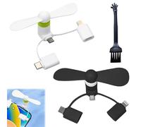 Mini Ventilador USB,Ventilador USB 3 En 1 Tipo C,Mini Ventilador de Teléfono,3 En 1 Tipo C Micro USB Fan Cooler Para Teléfonos Portable,2 PCS