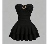 Mini vestido de capas sin tirantes para mujer, ideal para salidas, citas y vacaciones