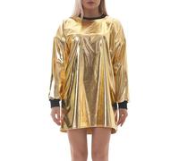 Mini vestido de mujer bodycon brillante de manga larga sexy slim fit casual vintage cuello redondo Halloween disfraz cosplay carnaval noche club clásico retro chic vestidos
