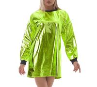 Mini vestido de mujer bodycon brillante de manga larga sexy slim fit casual vintage cuello redondo Halloween disfraz cosplay carnaval noche club clásico retro chic vestidos