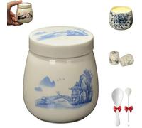 Mini Vintage Ceramic Coddled Egg Cups, Coddled Egg Cups with Lids, Vintage Ceramic Soft Boiled Eggs Cooker, 220ml Porcelain Tableware Breakfast Serving, Easy to Clean (J)