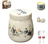 Mini Vintage Ceramic Coddled Egg Cups, Coddled Egg Cups with Lids, Vintage Ceramic Soft Boiled Eggs Cooker, 220ml Porcelain Tableware Breakfast Serving, Easy to Clean (D)