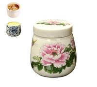 Mini Vintage Ceramic Coddled Egg Cups with Lids, Vintage Ceramic Soft Boiled Egg Cooker, 220ml Eggs Cooker Dessert Cups for Breakfast (F)