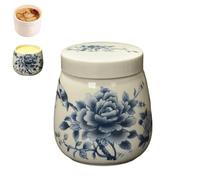 Mini Vintage Ceramic Coddled Egg Cups with Lids, Vintage Ceramic Soft Boiled Egg Cooker, 220ml Eggs Cooker Dessert Cups for Breakfast (B)