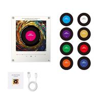 Mini Vinyl Record Player Fridge Magnet, 9 NFC Programmable Music Discs, USB-C Rechargeable Magnetic Music Box, Retro Kitchen Decor Gift for Music Lovers and Vinyl Enthusiasts (1pc)