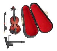 Mini violín de 3, 2 pulgadas, figura de violín diminuta realista con soporte y estuche para el escritorio del hogar, accesorios para casas de muñecas en miniatura, de juguete, diminu