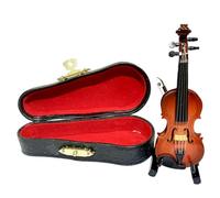 Mini violín Figura de violín pequeña Realista de 3, 2 Pulgadas con Soporte y Estuche Accesorios de casa de muñecas en Miniatura de Madera |.Accesorios para Casas de muñecas en Miniatura