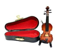 Mini violín Figura de violín pequeña Realista de 3, 2 Pulgadas con Soporte y Estuche Accesorios de casa de muñecas en Miniatura de Madera