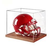 Mini Vitrina de Casco, Base de Madera Maciza con Carcasa acrílica Transparente, Resistente a los Rayos UV, a Prueba de Polvo, Estuche Coleccionable para Cascos de béisbol y fútbol, de