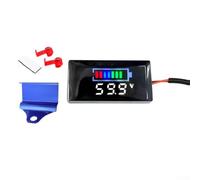 Mini voltímetro LED digital medidor de panel con rango de voltaje DC 12 150V y características de alarma para monitoreo preciso de la batería del vehículo (soporte azul+blanco)