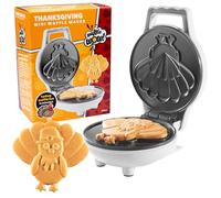 Mini waflera de pavo de Acción de Gracias, haz que el desayuno festivo sea especial para niños, adultos con bonito diseño, aparato eléctrico antiadherente de hierro gofre de 4 pulgadas, divertido