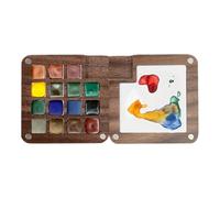 Mini Watercolor Palette | Portable Pocket Sketchbook Paint Case with 15 Empty Grids | Wooden Travel Palette For Drawing & Plein Air Art | Professional Gift Painters and Artists, 1 Piece