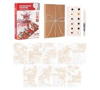 Mini Watercolor Travel Set, Workbook Art Supplies, Outdoor Drawing Kit, Compact Portable, for Artists Students Hobbyists Travelers Beginners Professionals Teachers Outdoor Coffee Shop Park Road Trips