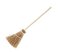 Mini Witch Broomstick - Decorative Broom for Costume Party Holiday Stage Plays | Wooden Handle with Natural Straw Bristles, Masquerade Theater Prop, Halloween Accessory for Kids Adults