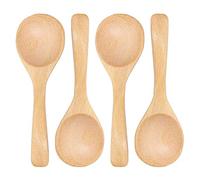 Mini Wooden Spoon Spice Salt Spoon Honey Teaspoon Coffee Tea Sugar Jam Mustard Ice Cream Spoons (Pack of 4)