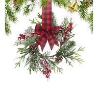 Mini Wreaths for Cabinets - Front Door Wreaths, Small Christmas Wreath, 30cm Christmas Decor with Red Bow and Berries | Hanging Garland Ornament for Front Door, Window, Closet, Table Holiday Decor