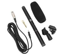 Mini XLR Micrófono de Condensador de Escopeta Micrófono de Doble Pastilla Reportero de Televisión Entrevista de Noticias para Cámara DSLR, Modo Lejano y Cercano Aleación de Aluminio