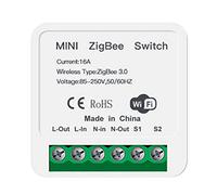 Mini ZigBee 3.0 Módulo de conmutación 16 A, relé inteligente, interruptor de luz por aplicación, control remoto por voz, módulo de interrupción, automatización de electrodomésticos (AC 85-250 V)