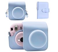 Mini12 - Funda para cámara y álbum de fotos compatible con Fuji Instax Mini 12 Instant Camera, bolsa protectora de piel sintética con correa ajustable para el hombro y libro de fotos de 32 bolsillos