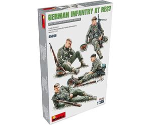 MiniArt 35266 1:35 Figuras de soldados de infantería alemanes en reposo (4) - Réplica fiel de la construcción de modelos, kit de plástico, manualidades, pasatiempos, pegado, kit de modelo, montaje