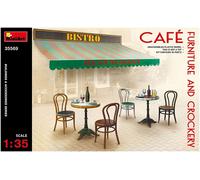MiniArt 35569 1:35 Muebles de café con vajilla plástico para Manualidades, afici
