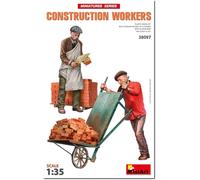 MiniArt 38097 1:35 1:35 Juego de figuras de trabajadores de la construcción con accesorios (2) - Reproducción fiel, construcción de maquetas, kit de plástico, manualidades, aficiones, pegar, maquetar