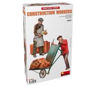 MiniArt 38097 1:35 1:35 Juego de figuras de trabajadores de la construcción con accesorios (2) - Reproducción fiel, construcción de maquetas, kit de plástico, manualidades, aficiones, pegar, maquetar