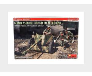 MINIART 53010 Tanque Alemán 7.5CM Cañón Anti-Tanque Pak 40 1945 1/35